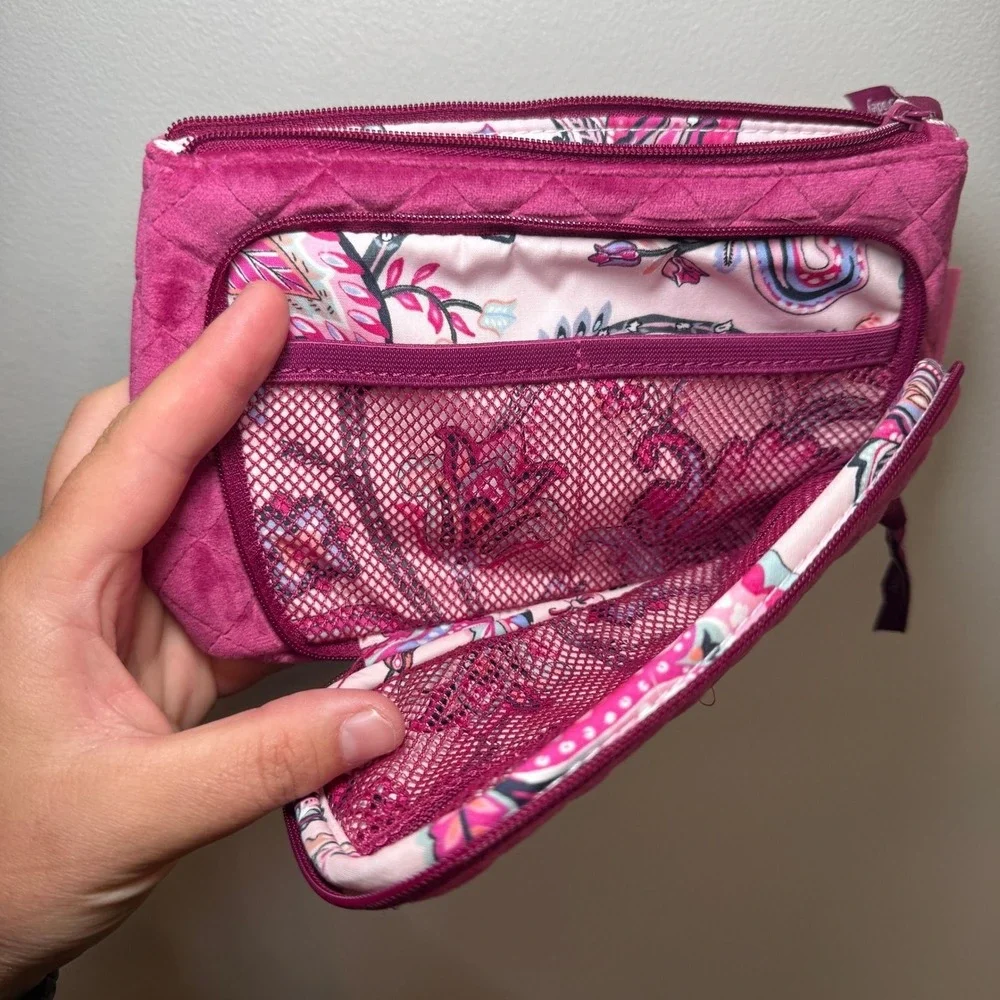 Vera Bradley Compact Organizer Majestic Magenta Quilted Velvet Cosmetic Bag NWT